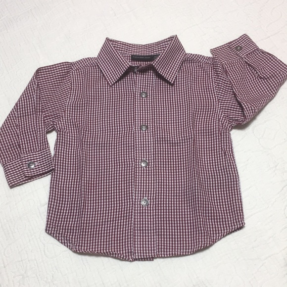 12m (4/$20) Maroon Check Shirt by Calvin Klein - Picture 1 of 15